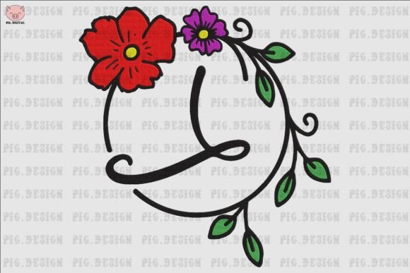 Flower Font L: A Delicate, Heartfelt Embroidery Choice